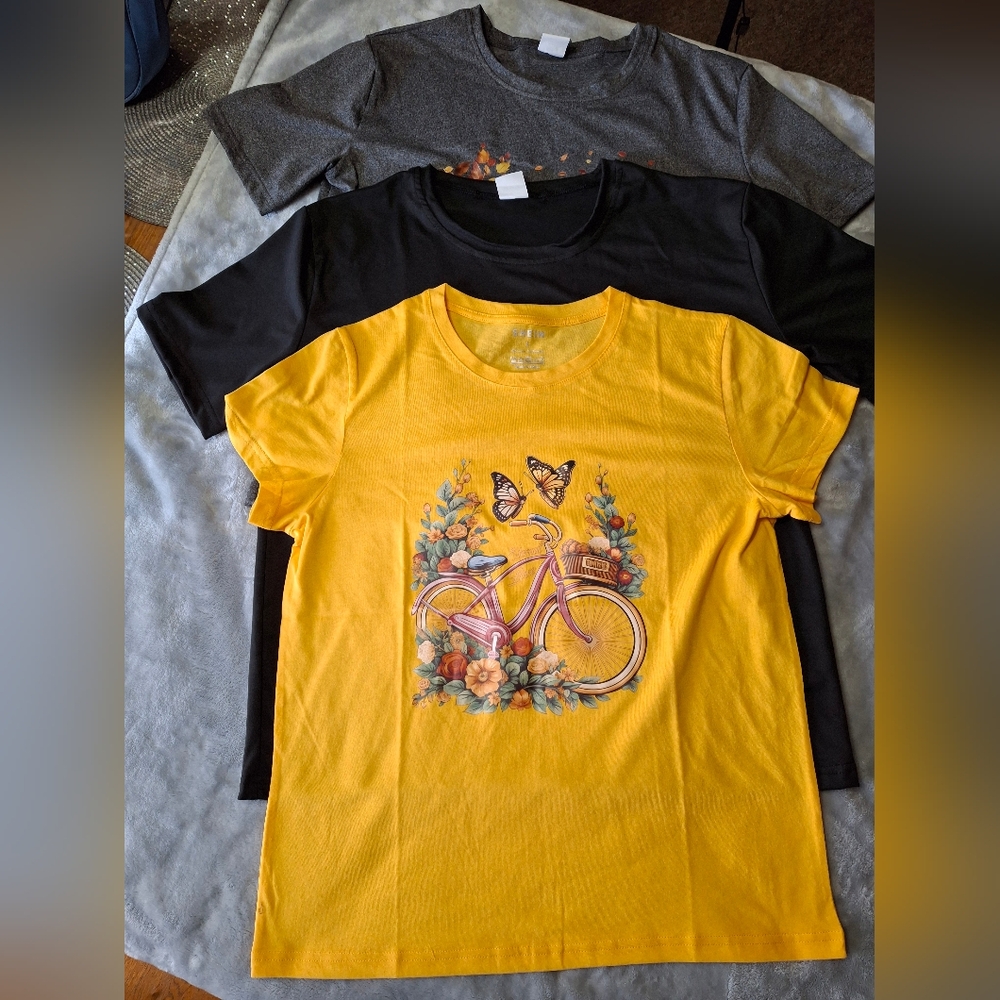 SHEIN Yellow Graphic Short Sleeve Tee